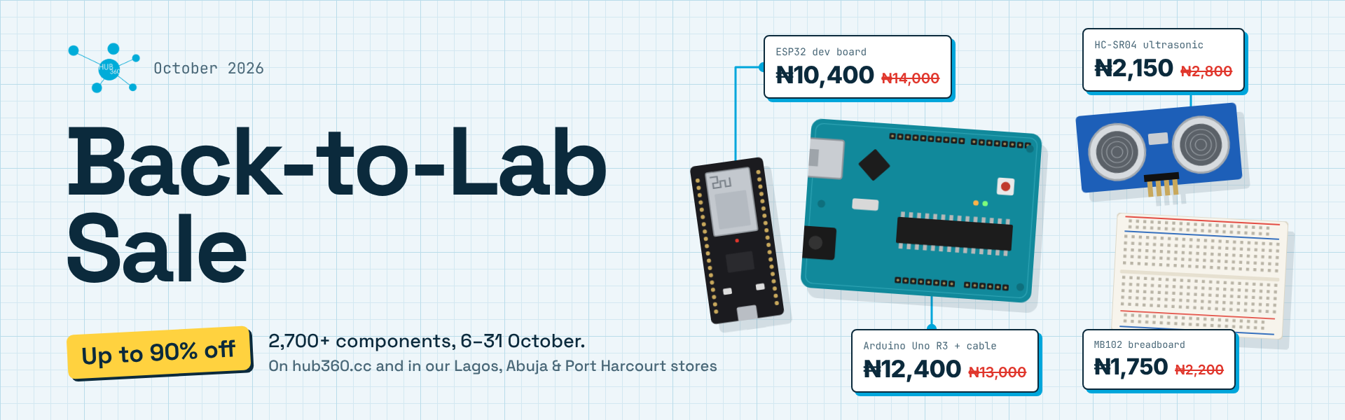 Back-to-Lab Sale: up to 90% off 2,700+ components, 6 to 31 October. Shop now.