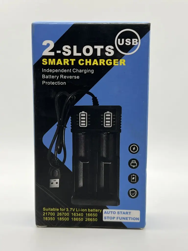 USB Dual-Slot Lithium Battery Charger