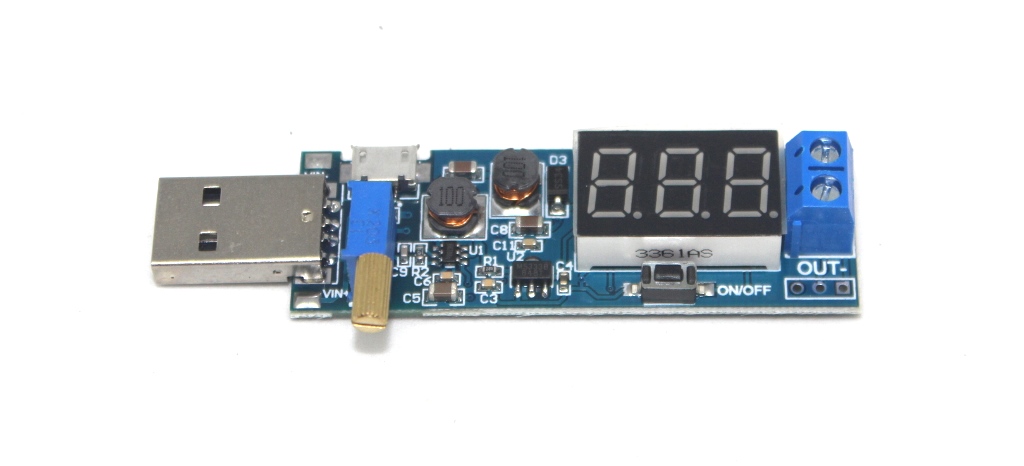 USB DC-DC Buck Boost module with seven segment display