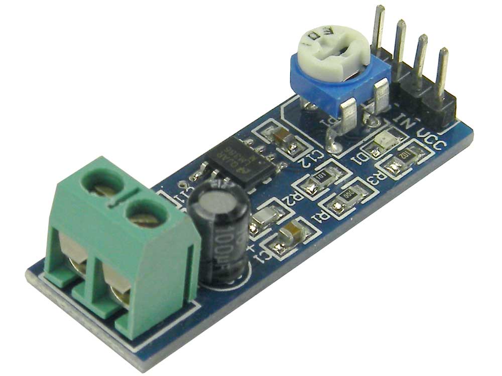 LM386 Audio Amplifier Module (200X Gain, 5V-12V)