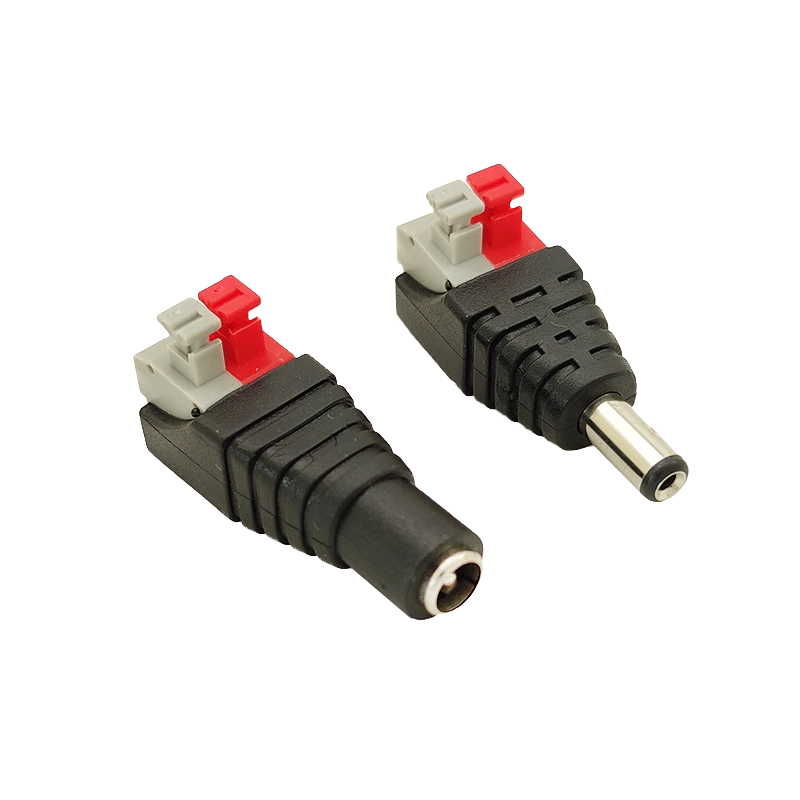 Press type male and female DC connector