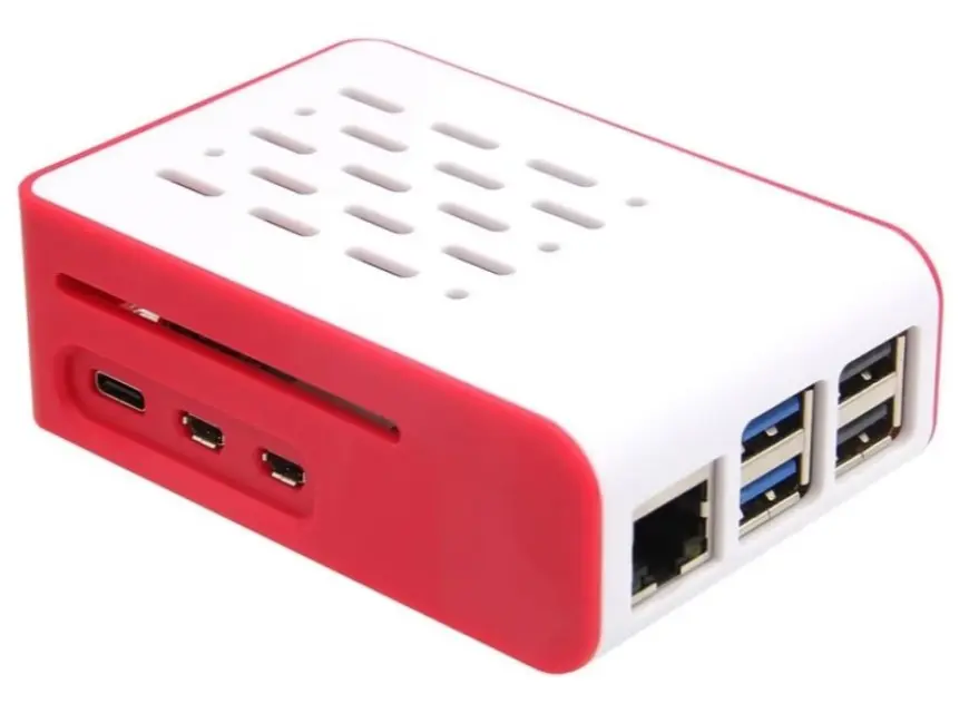 ABS Protective Case for Raspberry Pi 5 – Supports Active Cooler & X1003 NVMe Shield, Wall-Mountable, Snap-on Design