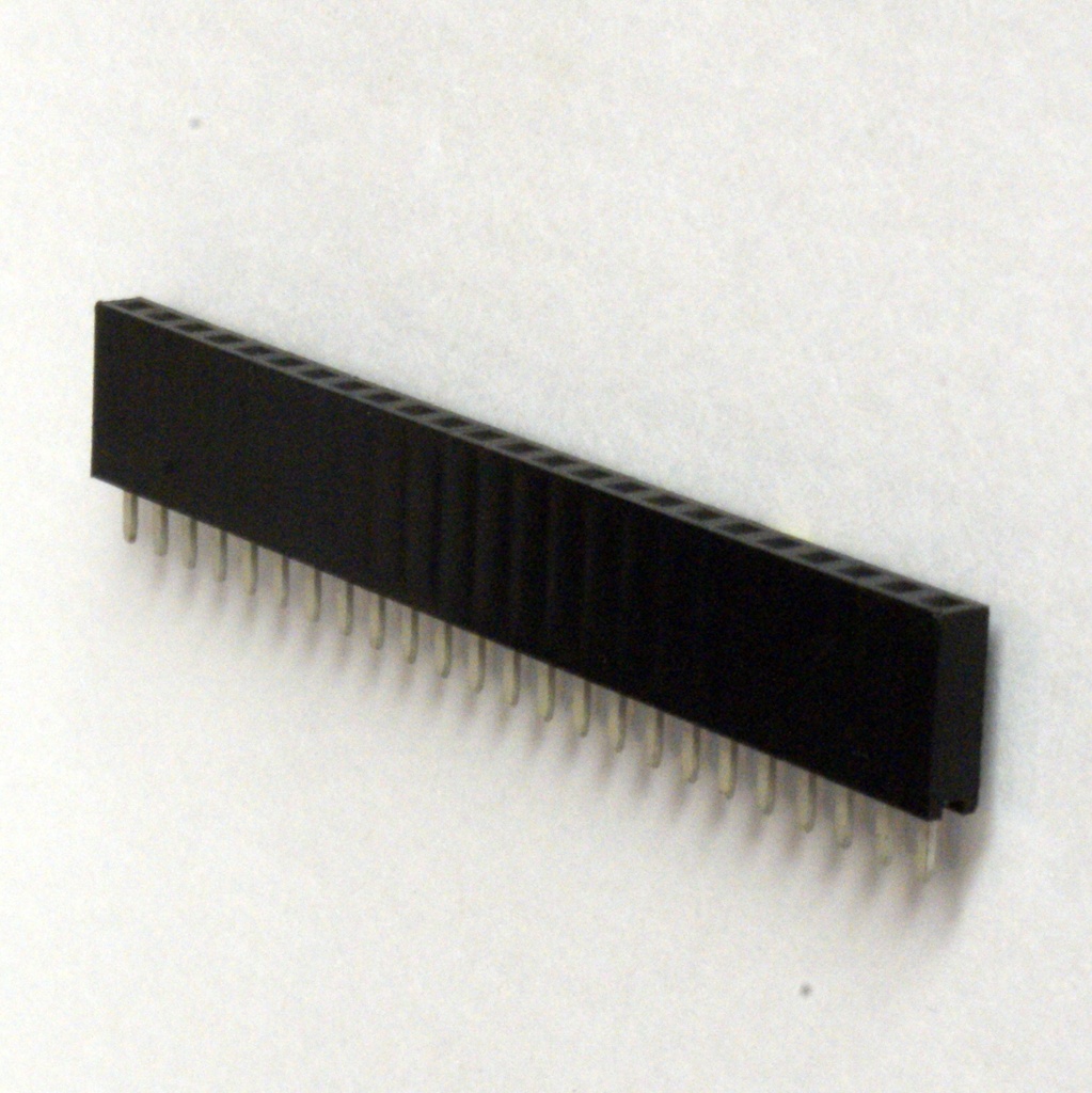2.54mm Female SIL Header – 40-Pin Single Row Right Angle Connector (Gold Plated)